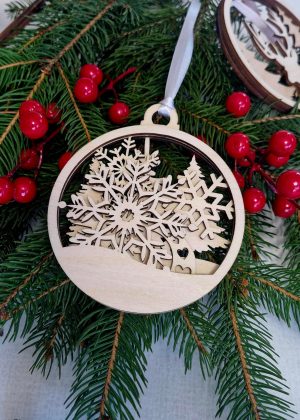 Trójwarstwowa Bombka 3D - płatki śniegu