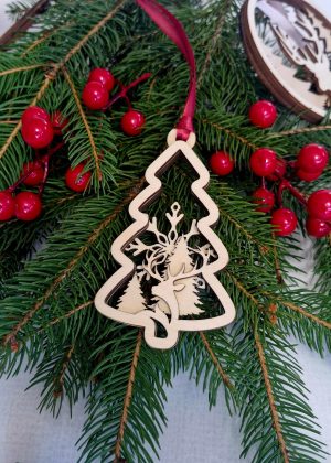 Trójwarstwowa Bombka 3D - choinka wzór 1